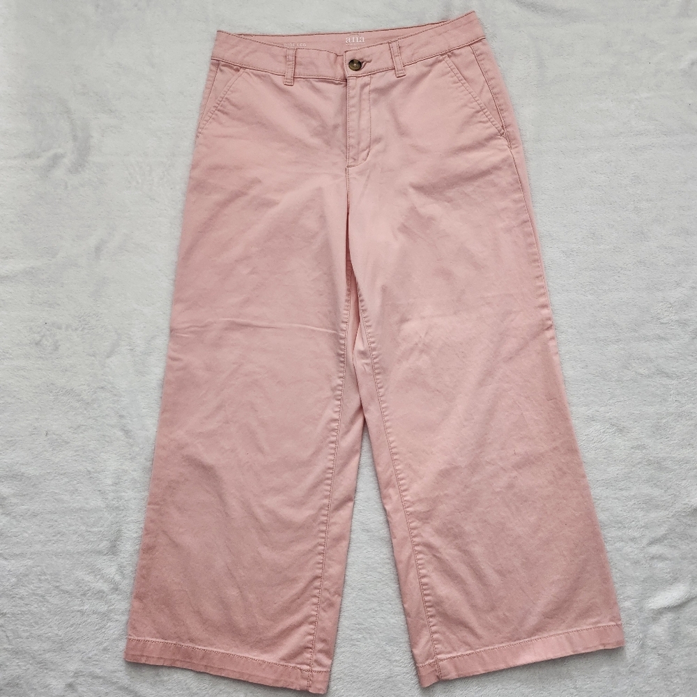 A. N. A Women's Light Peach Mid Rise Wide-Leg Crop‎ Pants  Size 4 Contemporary
